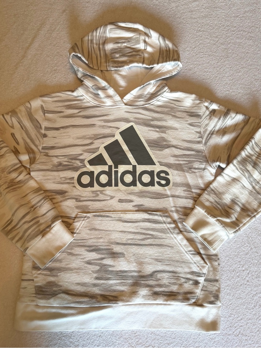 Adidas Boys Light Gray Camo Hoodie Sweatshirt size L